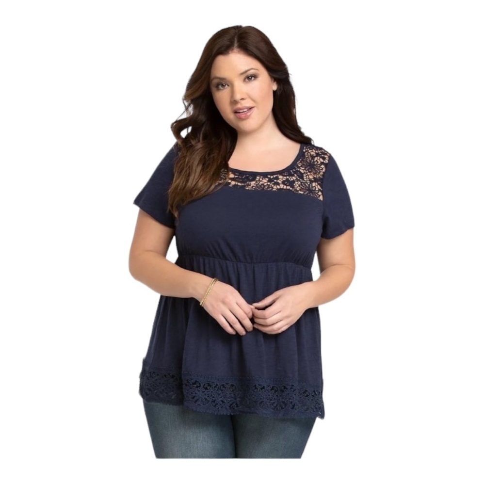 NWOT-TORRID-NAVY BLUE BABYDOLL TOP-SIZE 2X